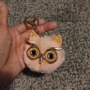 Owl Keychain with Gold Accents